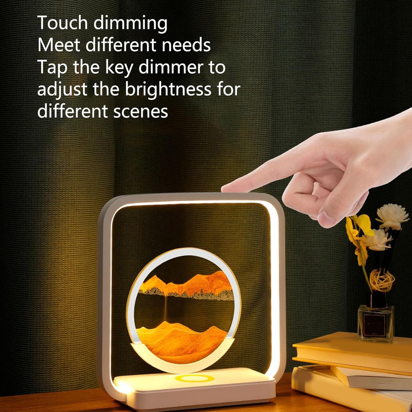 13477 3d Wireless Charging Led Light Usb Quicksand Painting Lamp For Bedroom