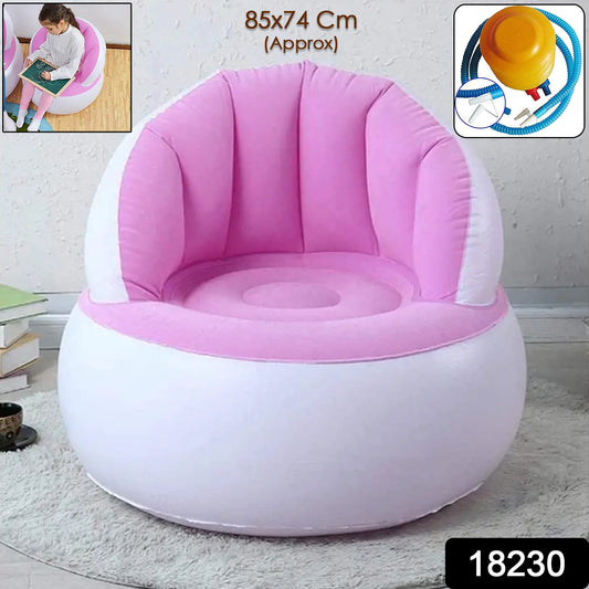 Kids Inflatable Sofa Chair With Backrest  Foot Air Pump With Hose (1 Set  85x74 Cm Approx)